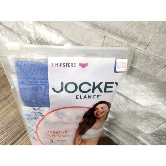 Jockey Womens Underwear Elance Hipsters 3 Pack Underwear 100% Cotton Sz 10 3XL - Picture 2 of 8